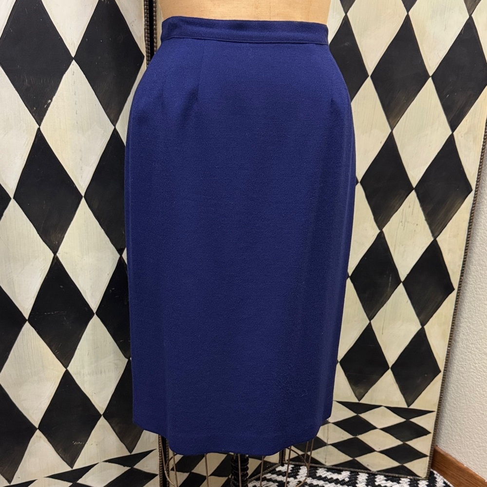 deep Purple Wool Pencil Skirt